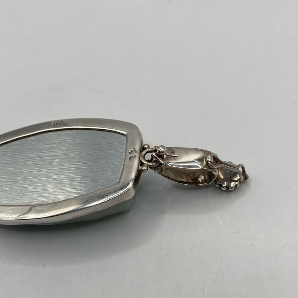 Sterling Silver 925 Large Druzy Quartz Blue Mystic Quartz Pendant - Picture 8 of 14